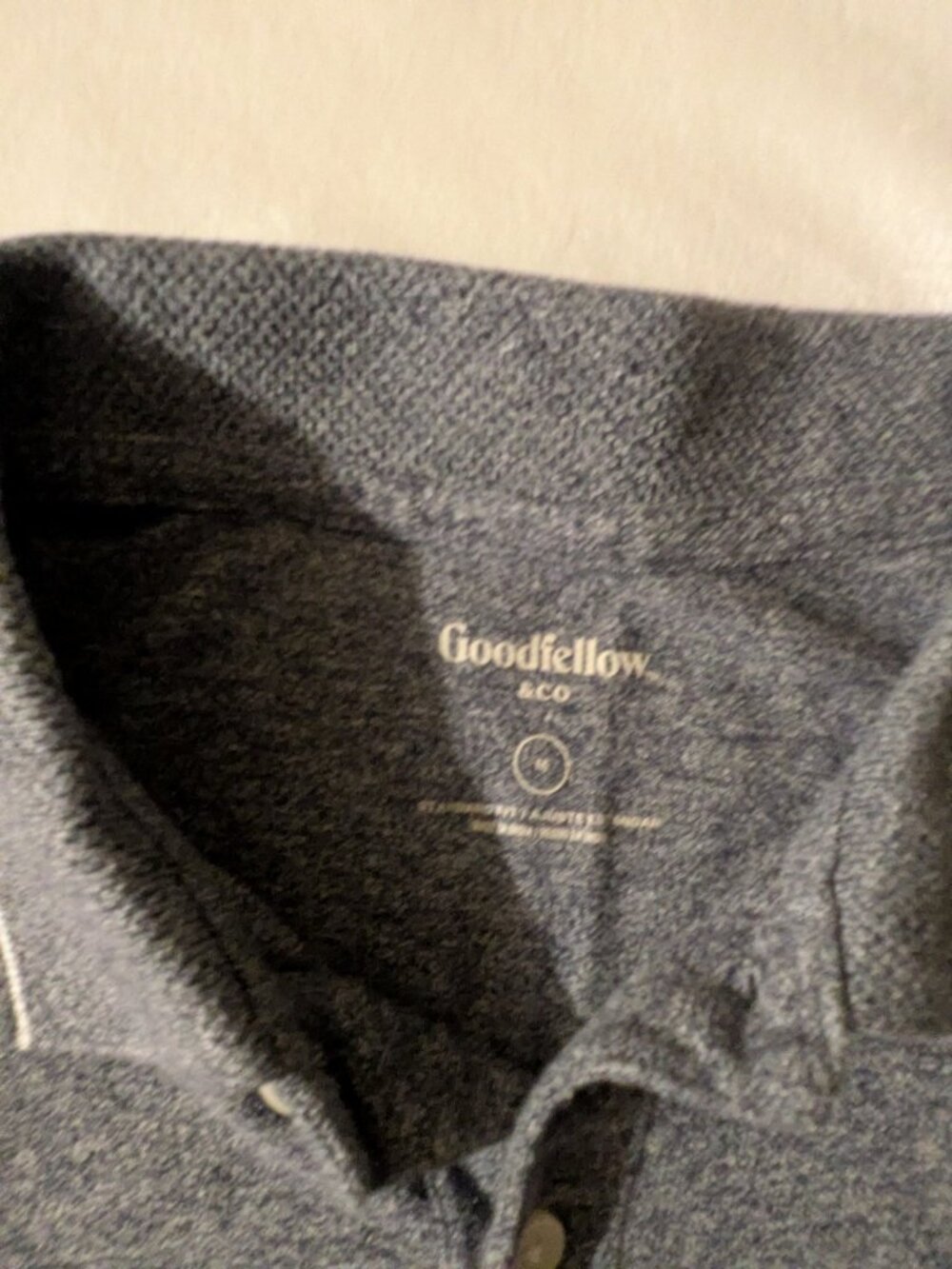 Goodfellow Mens Polo Shirt Medium Gray Pinstripe